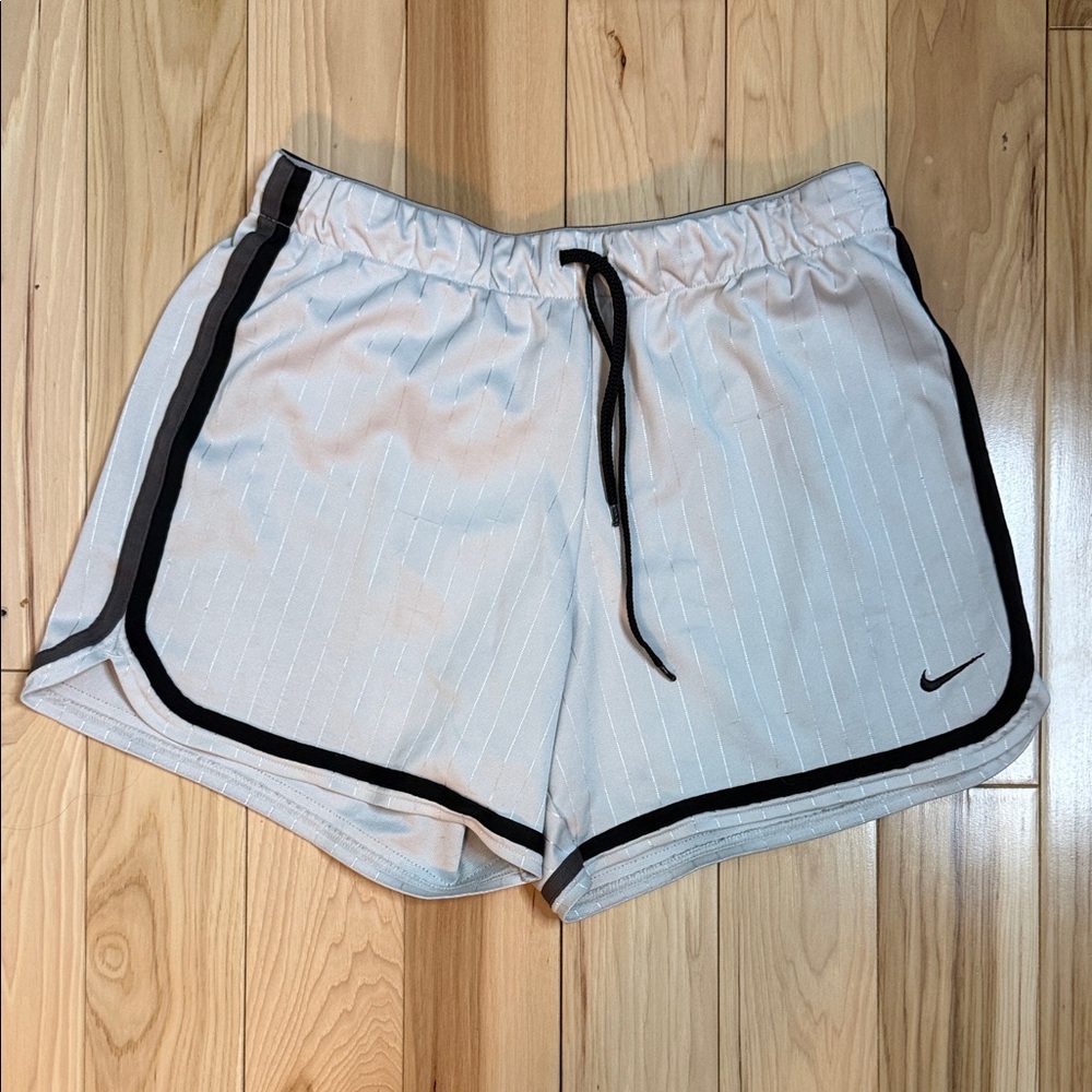 Nike Women's Gray Athletic Shorts with Black Accents